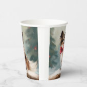 Papillon Dog in Schnee Weihnachten Pappbecher (Rechts)