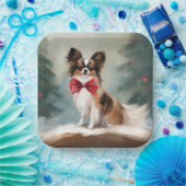 Papillon Dog in Schnee Weihnachten Pappteller (Party)