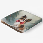 Papillon Dog in Schnee Weihnachten Pappteller (Gewinkelt)