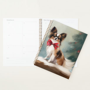 Papillon Dog in Schnee Weihnachten Planer