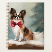 Papillon Dog in Schnee Weihnachten Planer (Vorderseite)
