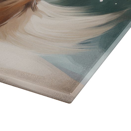 Papillon Dog in Schnee Weihnachten Schneidebrett (Ecke)