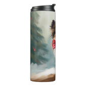 Papillon Dog in Schnee Weihnachten Thermosbecher (Nach links gedreht)