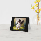 Papillon Dog Karte (Gelbe Blume)