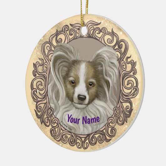 Papillon Dog Keramik Ornament (Links)