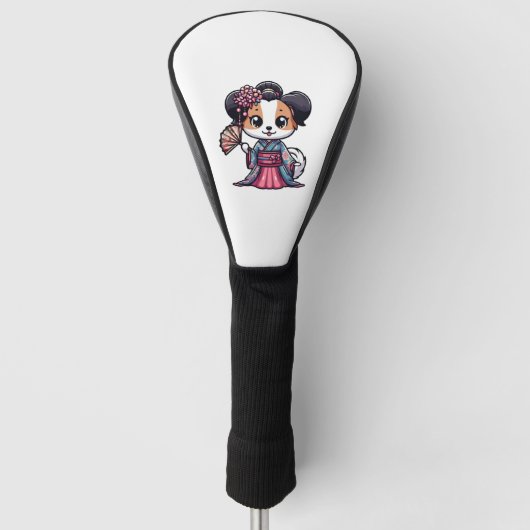 Papillon Dog Kimono Golf Headcover (Vorderseite)
