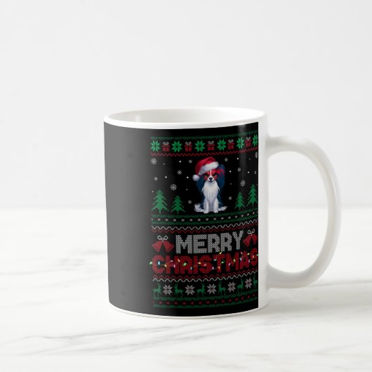Papillon Dog liebt Weihnachtsmannmütze Weihnachtsb Kaffeetasse (Rechts)