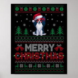 Papillon Dog liebt Weihnachtsmannmütze Weihnachtsb Poster