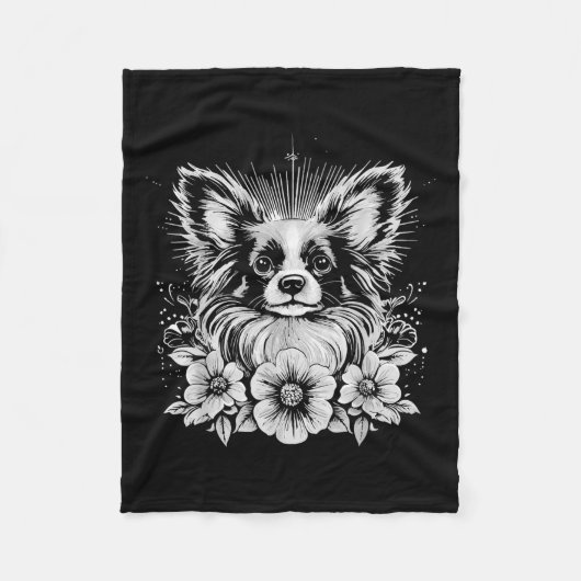 Papillon Dog Lover Retro Style Tattoo _1 Fleecedecke (Vorderseite)
