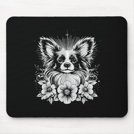 Papillon Dog Lover Retro Style Tattoo _1 Mousepad (Vorne)
