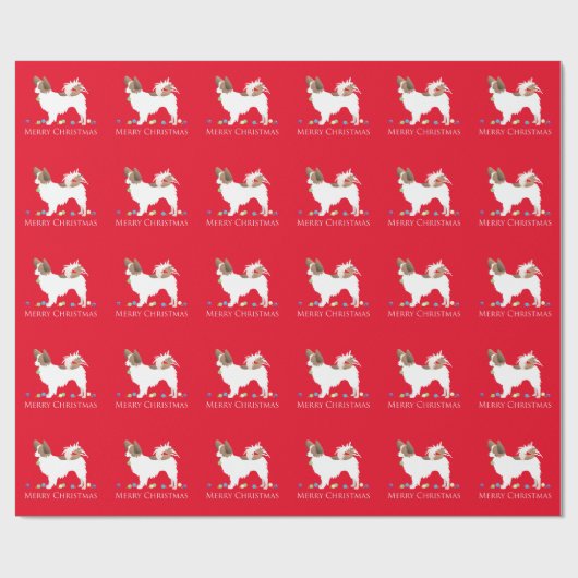 Papillon Dog Merry Christmas Design Geschenkpapier (Flach)