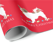 Papillon Dog Merry Christmas Design Geschenkpapier (Rolleneckpunkt)