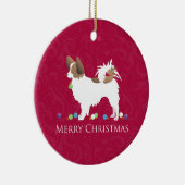 Papillon Dog Merry Christmas Design Keramikornament (Rechts)