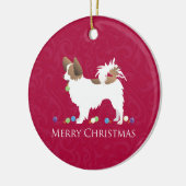 Papillon Dog Merry Christmas Design Keramikornament (Links)
