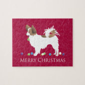 Papillon Dog Merry Christmas Design Puzzle (Horizontal)