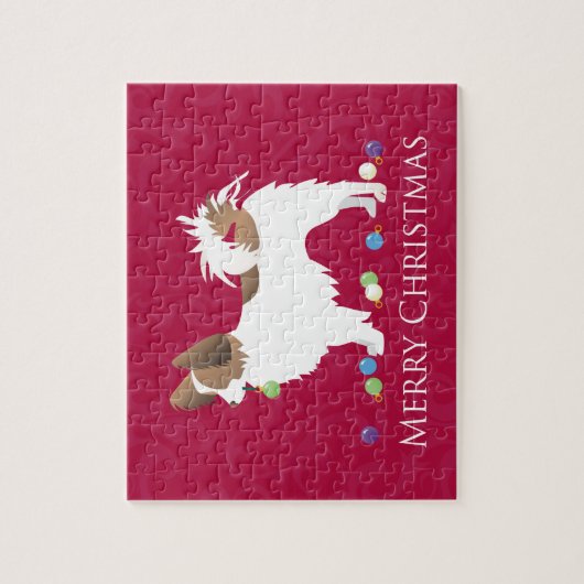 Papillon Dog Merry Christmas Design Puzzle (Vertikal)
