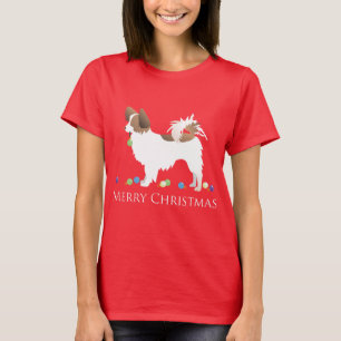 Papillon Dog Merry Christmas Design T-Shirt