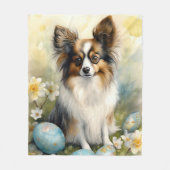 Papillon Dog mit Ostereier Urlaub Fleecedecke (Vorderseite)