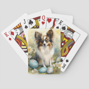 Papillon Dog mit Ostereier Urlaub Spielkarten