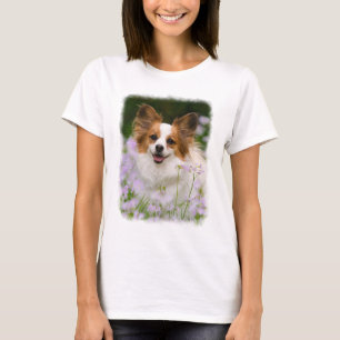 Papillon Dog Niedlich Romantisches Portrait, Cotto T-Shirt