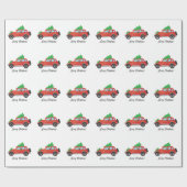 Papillon Dog oder Chihuahua in Weihnachtswagen Geschenkpapier (Flach)