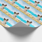 Papillon Dog on Beach Geschenkpapier (Ecke)