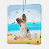 Papillon Dog on Beach Keramikornament (Links)