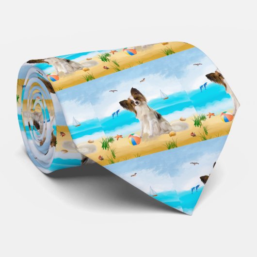 Papillon Dog on Beach Krawatte (Gerollt)