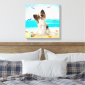 Papillon Dog on Beach Leinwanddruck (Insitu (Schlafzimmer))