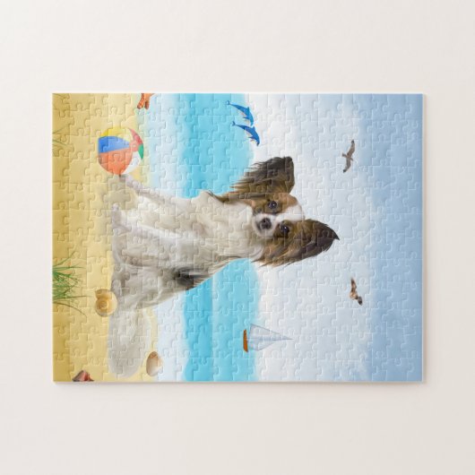 Papillon Dog on Beach Puzzle (Horizontal)