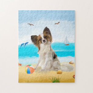 Papillon Dog on Beach Puzzle