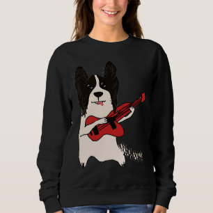 Papillon Dog Plays Gitarre Music Dog Niedlicher Hu Sweatshirt