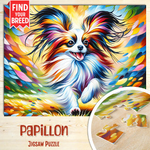 Papillon Dog Portrait Akryllische Kunst Print Dog  Puzzle