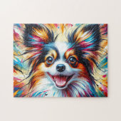Papillon Dog Portrait Akryllische Kunst Print Dog  Puzzle (Horizontal)