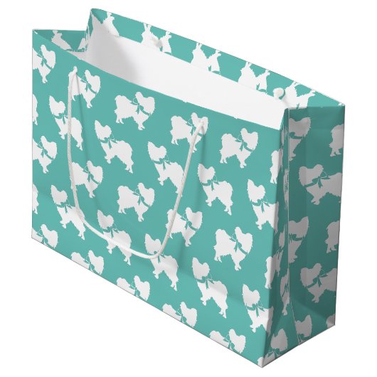 Papillon Dog Puppy Große Geschenktüte (Vorderseite Schrägansicht)