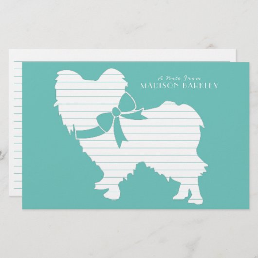 Papillon Dog Puppy Silhouette Briefpapier (Vorne/Hinten)