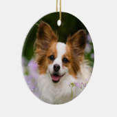 Papillon Dog Romantisches Niedliches Portrait Keramikornament (Rechts)