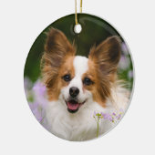Papillon Dog Romantisches Niedliches Portrait Keramikornament (Links)