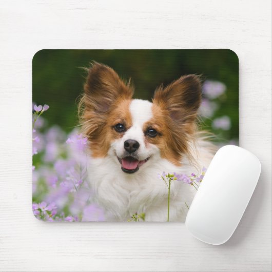 Papillon Dog Romantisches Portrait Mousepad (Mit Mouse)