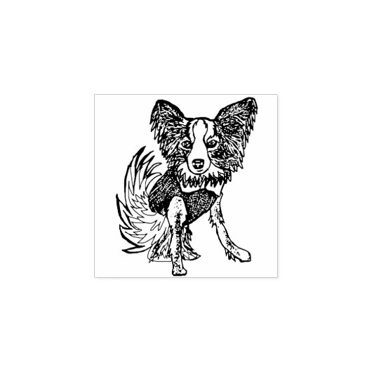 Papillon Dog Rubber Briefmarke Macy1 Gummistempel (Prägung)