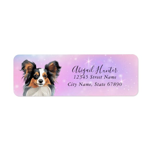 Papillon Dog Rücksendeadressen-Aufkleber (Vorne)