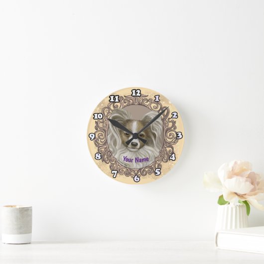 Papillon Dog Runde Wanduhr (Zuhause)