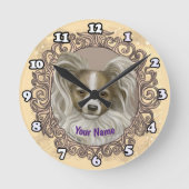 Papillon Dog Runde Wanduhr (Vorderseite)