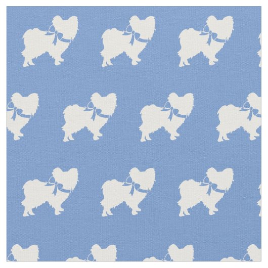 Papillon Dog Silhouette Pet Light Blue Stoff (Nahaufnahme)