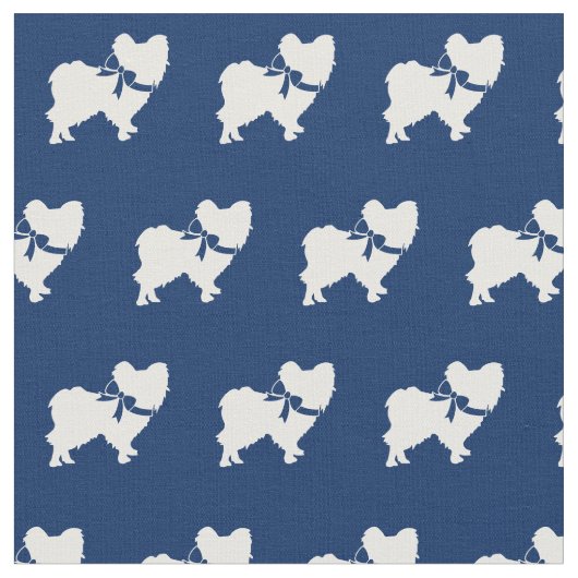 Papillon Dog Silhouette Pet Navy Blue Stoff (Nahaufnahme)