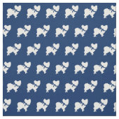 Papillon Dog Silhouette Pet Navy Blue Stoff (Muster)
