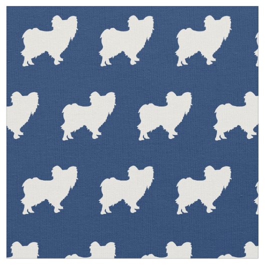 Papillon Dog Silhouette Pet Navy Blue Stoff (Nahaufnahme)