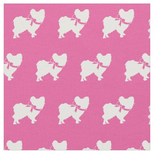 Papillon Dog Silhouette Pet Pink Stoff (Nahaufnahme)