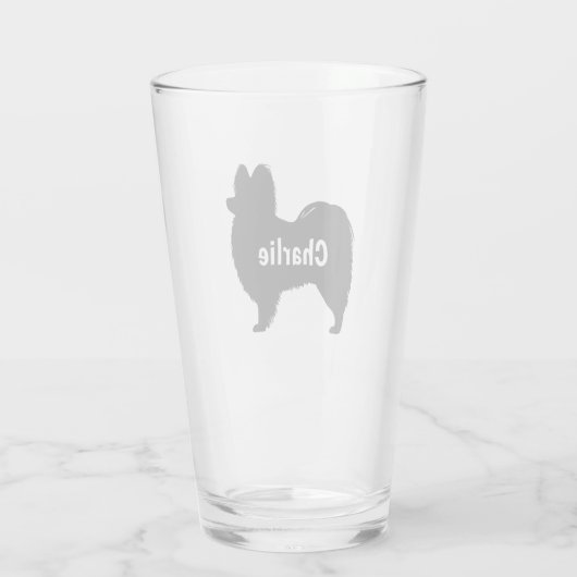 Papillon Dog Silhouette Trinkglas Glas (Rückseite)