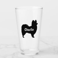 Papillon Dog Silhouette Trinkglas